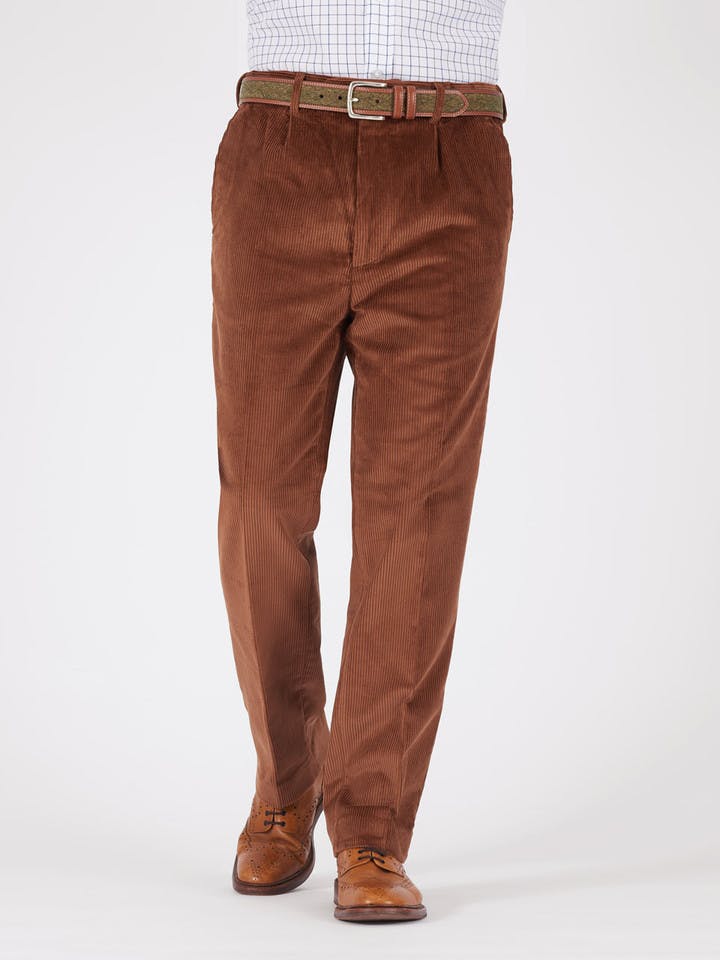 Men's Toffee Brown Corduroy Trousers - Classic Fit Men's Trousers