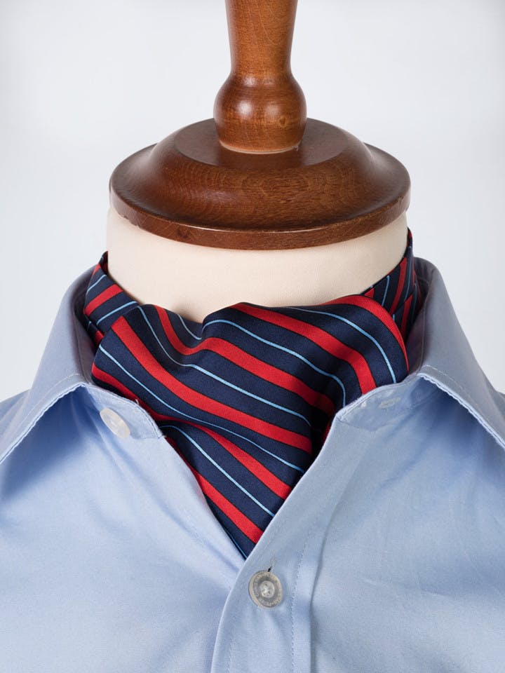 Men's Claret Red Striped Silk Cravat