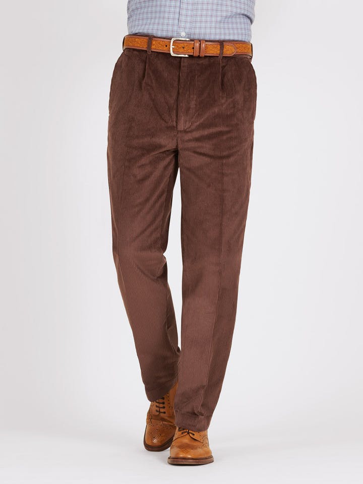 Men's Conker Brown Corduroy Trousers - Classic Fit Men's Trousers