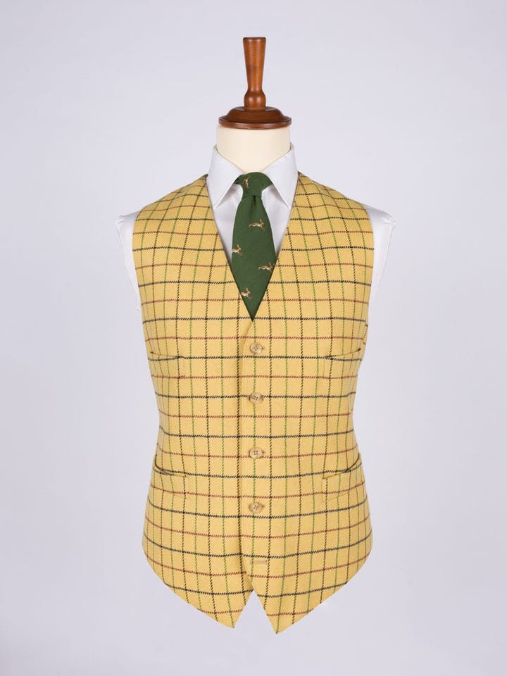 Men's Yellow Tattersall Check Wool Waistcoat