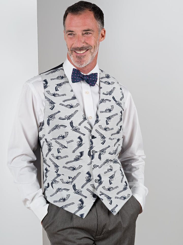 Men's Pistol Pattern Waistcoat On Model