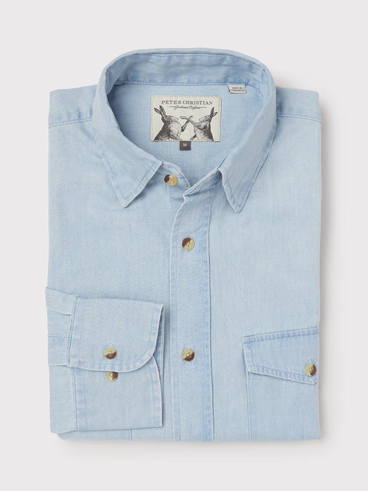 Men's Cotton Chambray Shirt Folded