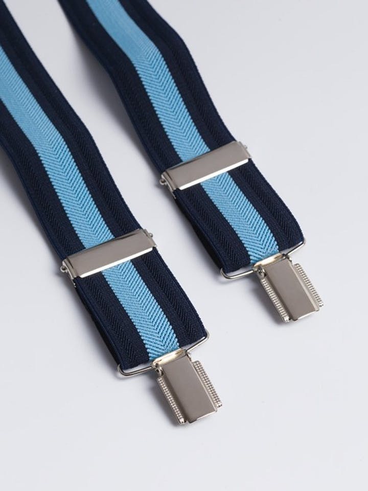 Navy/Sky Stripe Braces Metal Clips