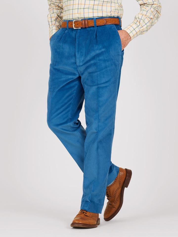 Men's Royal Blue Corduroy Trousers - Classic Fit Men's Trousers