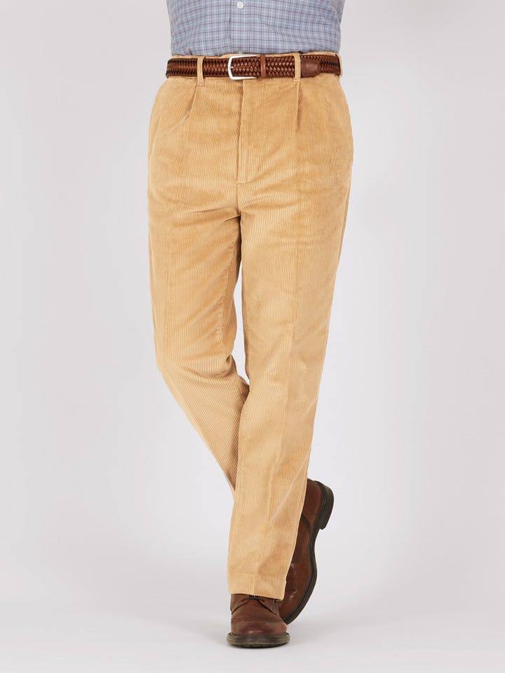 Men's Sand Brown Corduroy Trousers - Classic Fit Men's Trousers