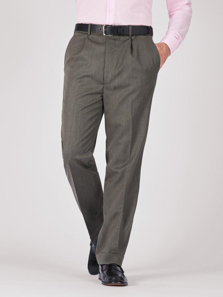 Grey Deluxe Wool & Silk Trousers - Mens Wool Trouser