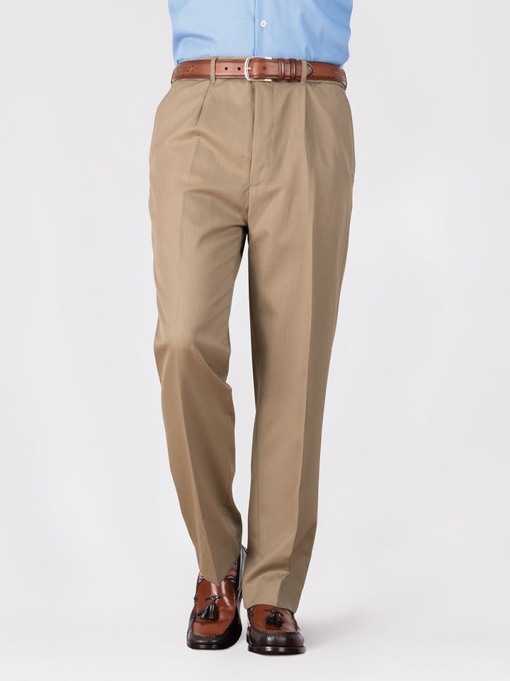 Men's Sand Deluxe Wool & Silk Trousers - Men's Wool Trousers