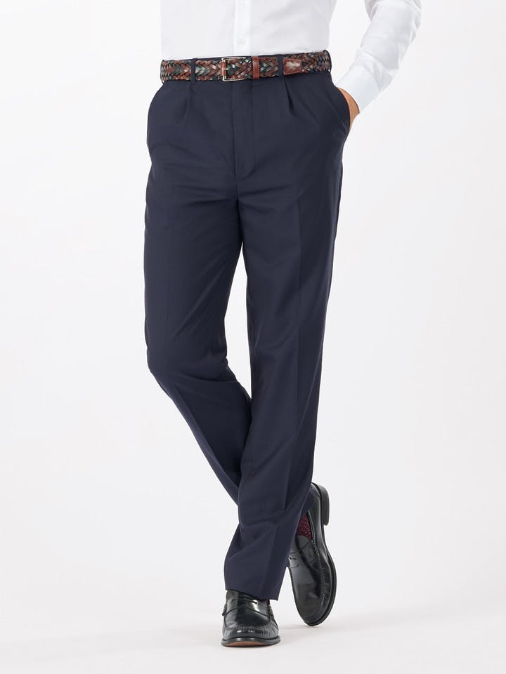 Men's navy Blue Super 100s Fine Wool Trousers