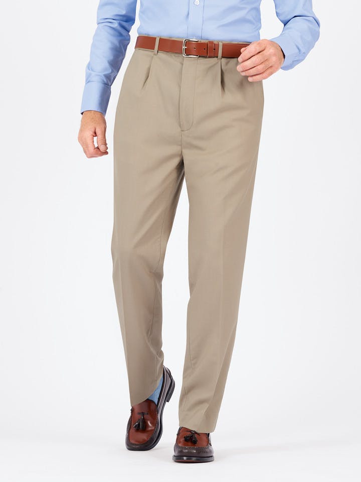 Men's Sand Beige Super 100s Fine Wool Trousers