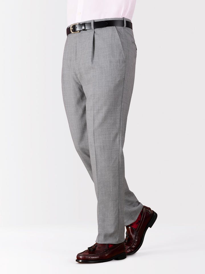 Men's Grey Silver Super 100s Fine Wool Trousers