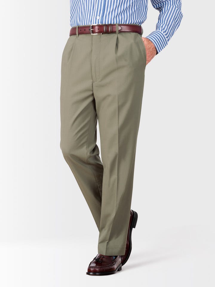 Men's Green Smart Wool Trousers