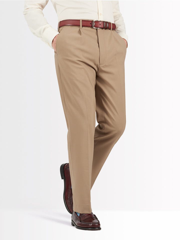 Men's Light Brown Beige Smart Wool Trousers