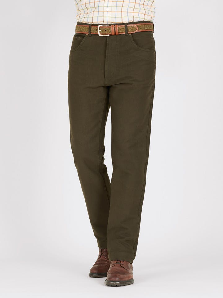 Men's Dark Green Moleskin Jeans