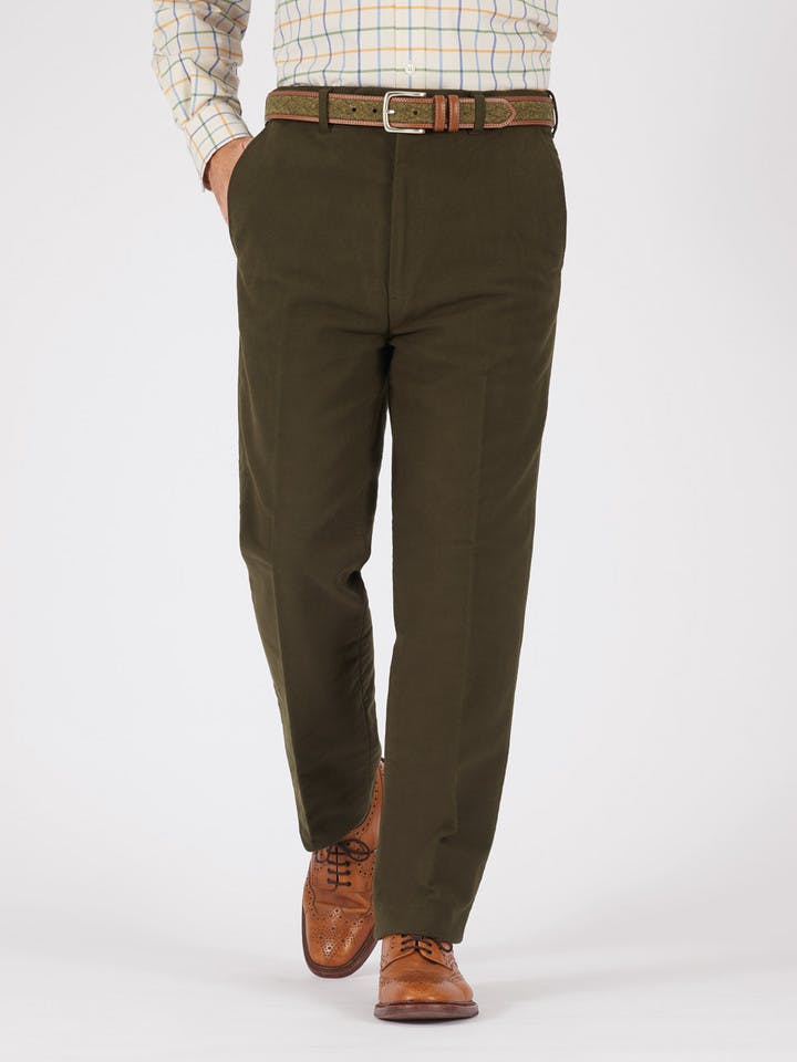 Men's Pine Dark Green Moleskin Trousers