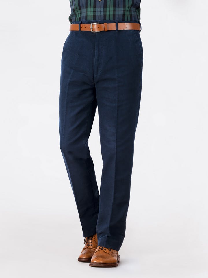 Men's Dark Blue Moleskin Trousers