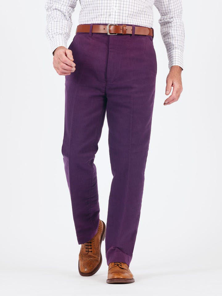 Men's Dark Purple Moleskin Trousers