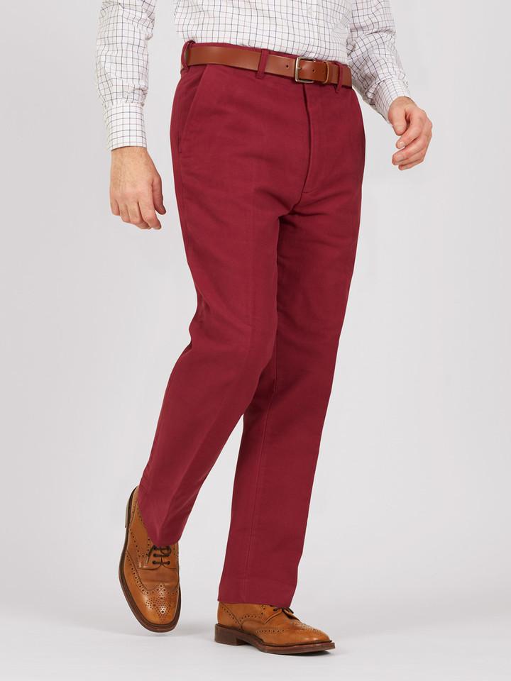 Men's Mulberry Red Moleskin Trousers