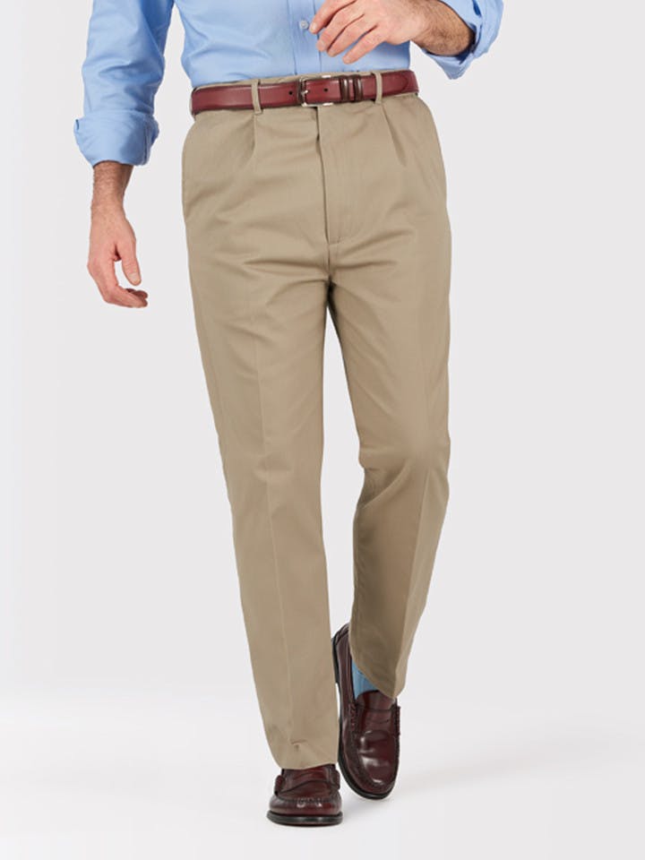 Image of Sand Brown Pleated Chino Trousers