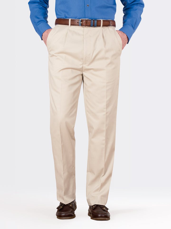 Image of Stone White Pleated Chino Trousers