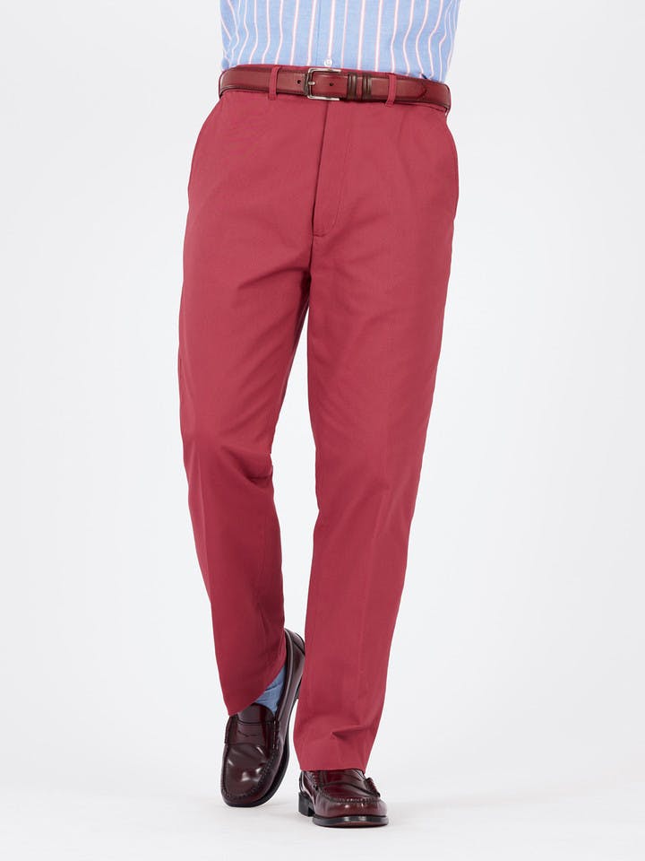 Image of Brick Red Flat Front Chino Trousers