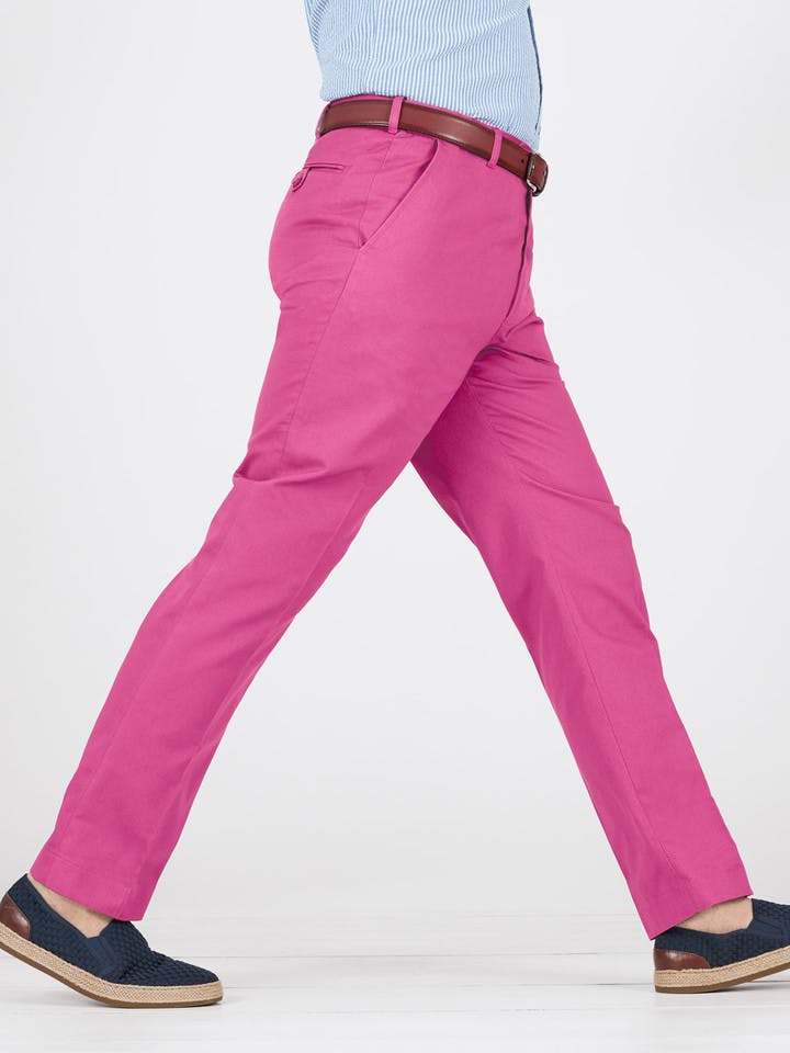 Image of Pink Flat Front Chino Trousers