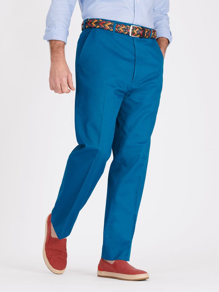 Image of Royal Blue Flat Front Chino Trousers