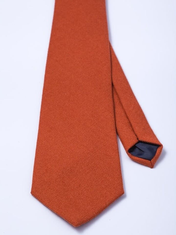 Orange Red Woven Wool Tie