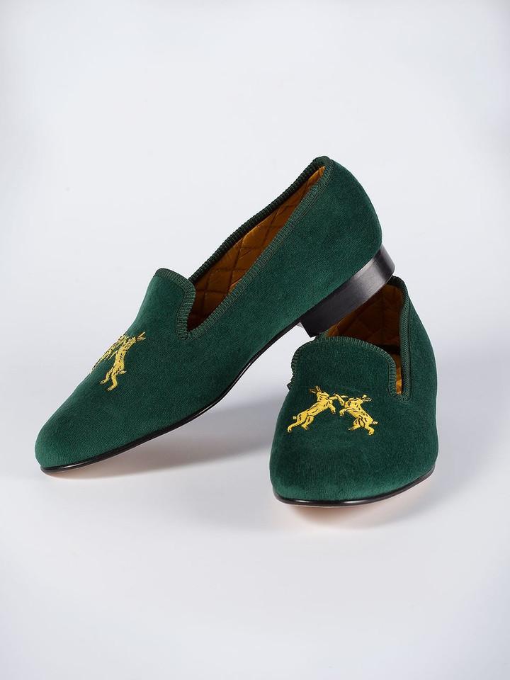 Men's Green Velvet Albert Slippers