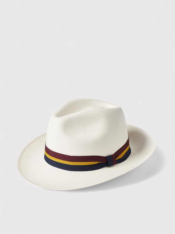 Men's White Regimental Panama Hat