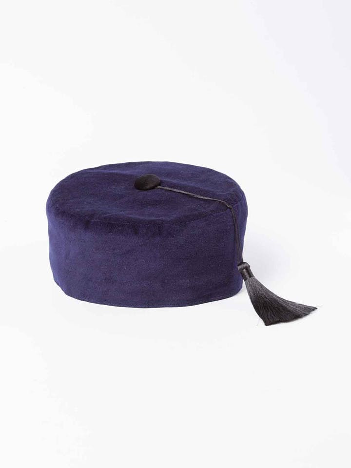 Men's Navy Blue Velvet Tasselled Smoking Cap