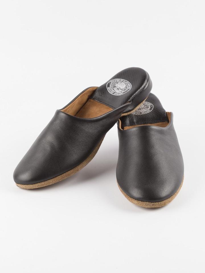 Men's Black Draper Leather Mule Slippers