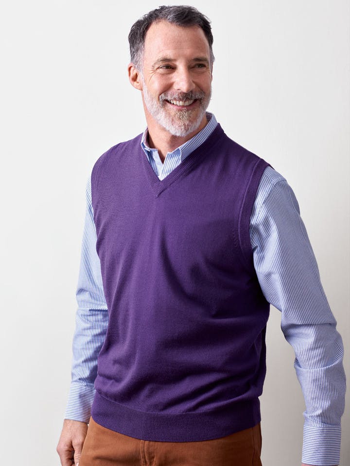 Men's Purple Merino Wool Slipover