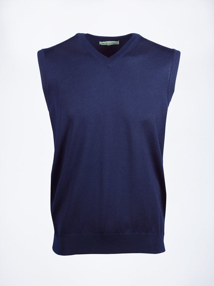 Men's Navy Blue Merino Wool Slipover Vest