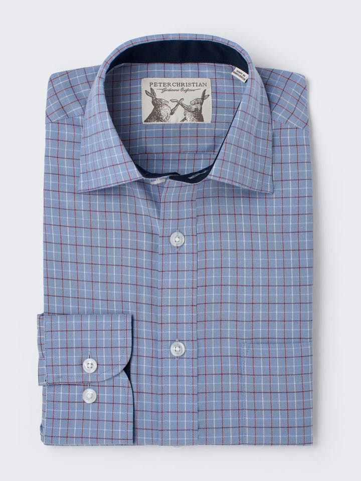 Men's Blue Colourful Tattersall Check Cotton Shirt