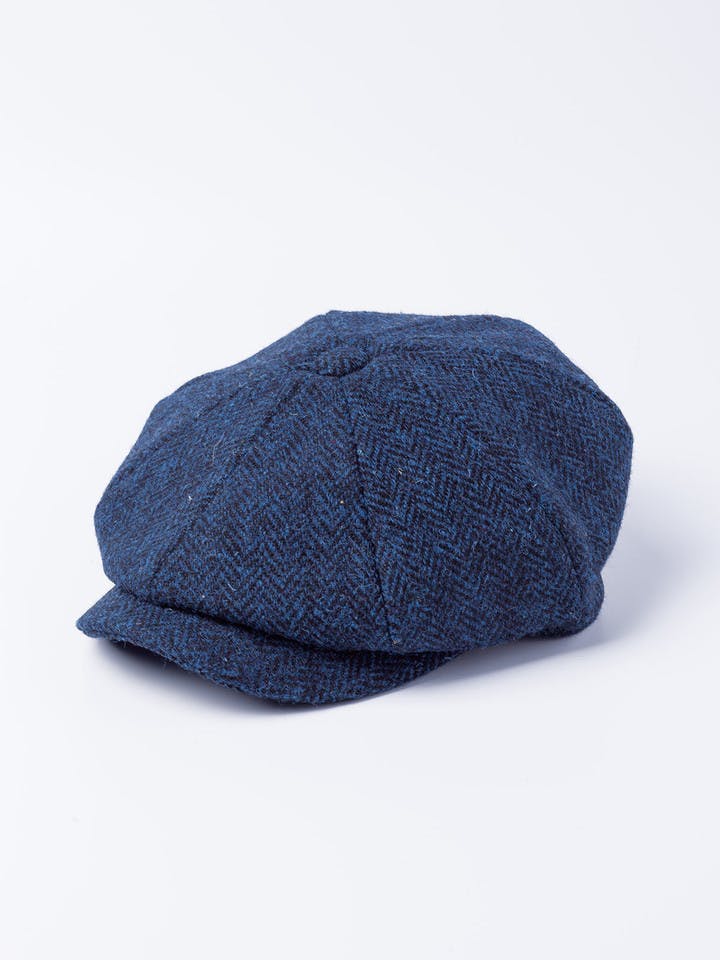 Blue Harris Tweed Baker Boy Cap