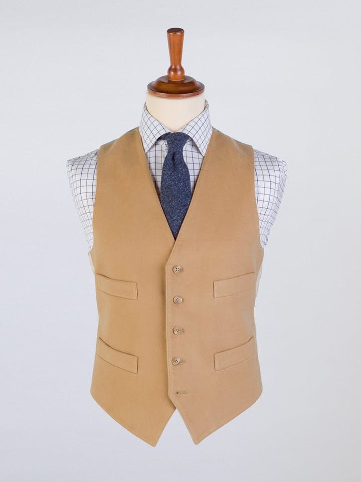 Men's Tan Beige Brown Moleskin Waistcoat