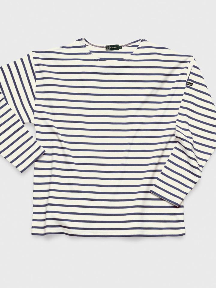 Ecru & Navy Armor-lux Long Sleeve Breton T-Shirt