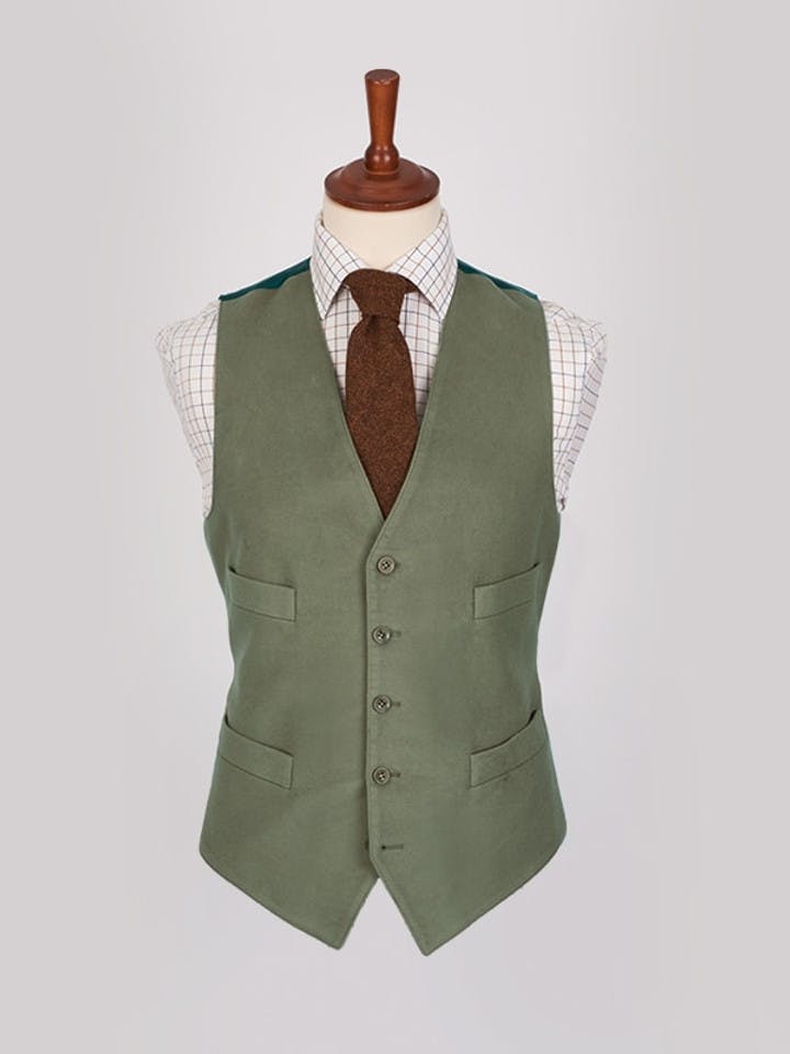 Men's Green Moleskin Waistcoat