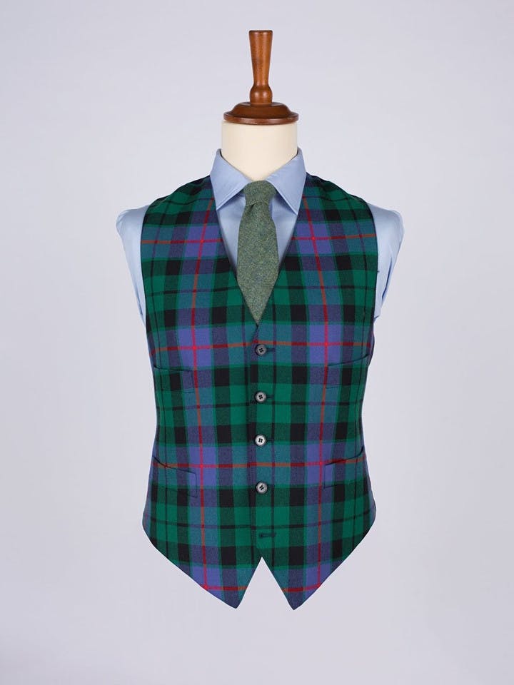 Men's Morrison Blue and Green Tartan Waistcoat