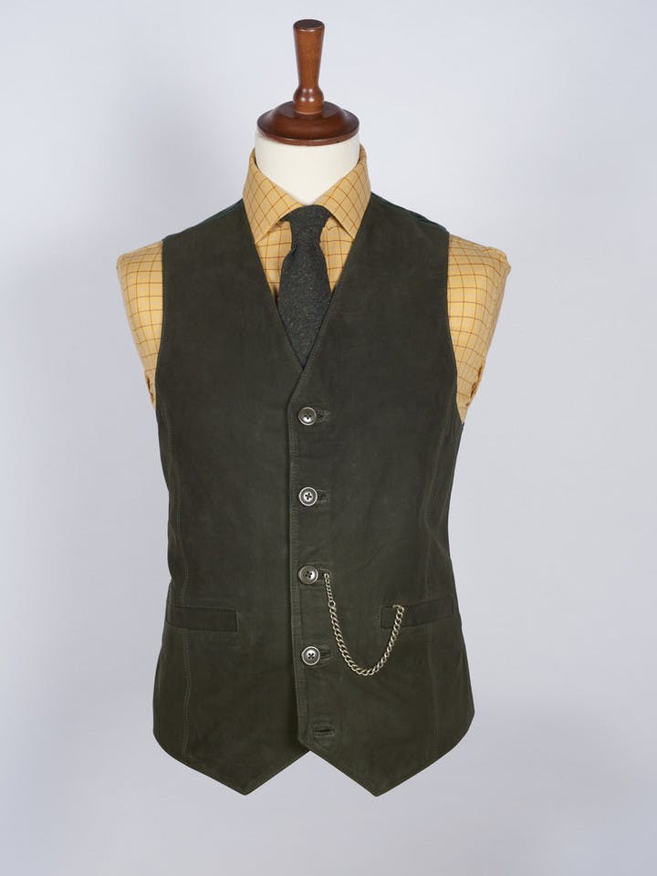 Men's Green Suede Waistcoat