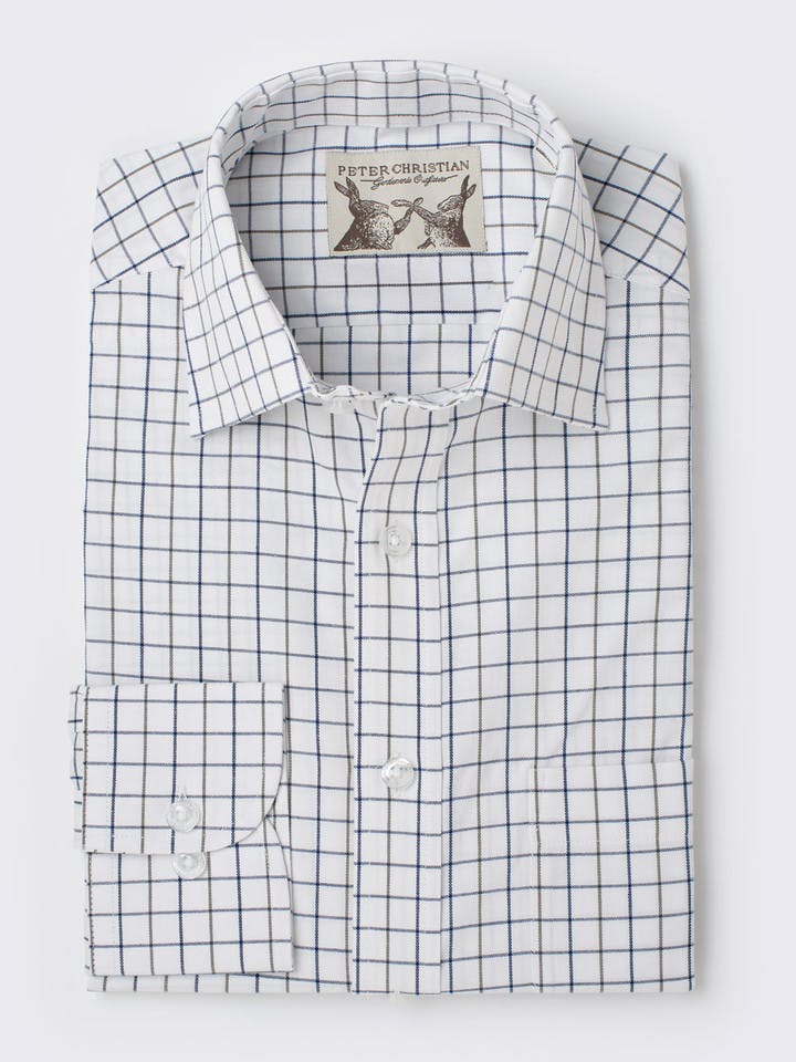 Men's Blue And White Tattersall Check Shirt