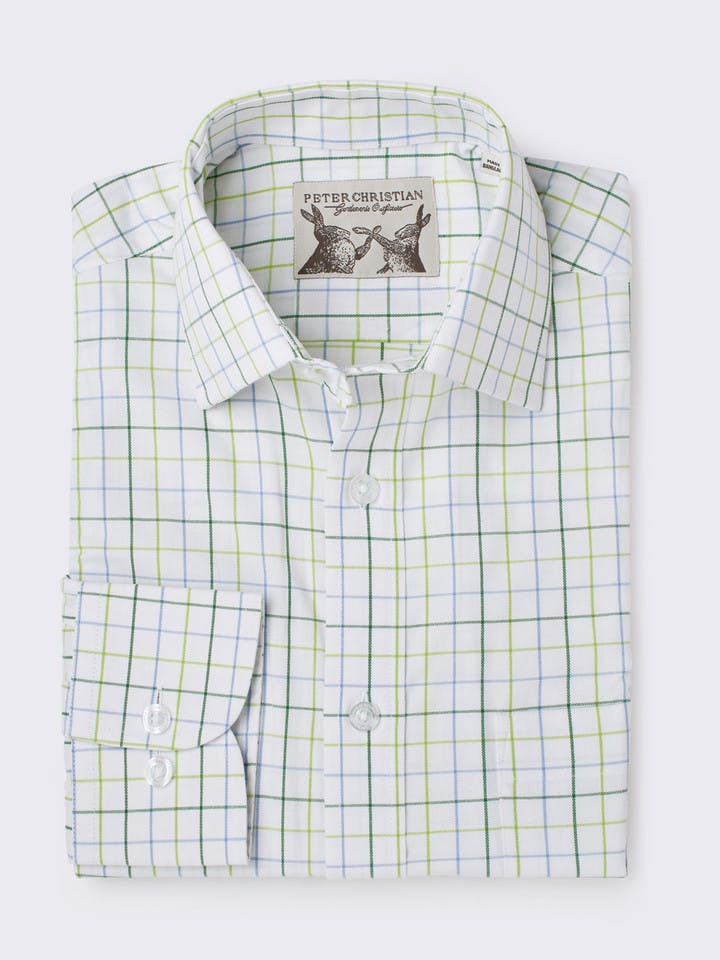 Men's Green And White Tattersall Check Shirt