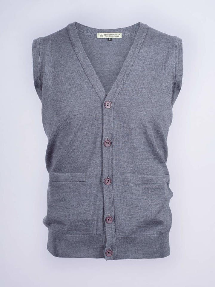 Men's Lead Grey Merino Wool Waistcoat