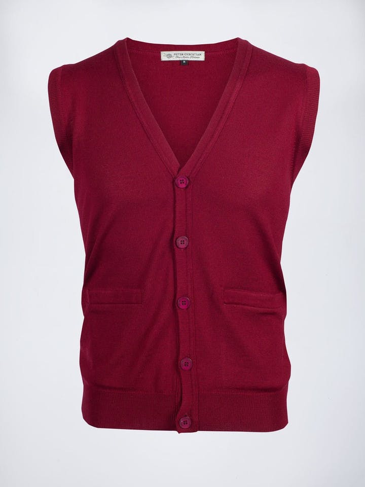 Men's Dark Red Merino Wool Waistcoat