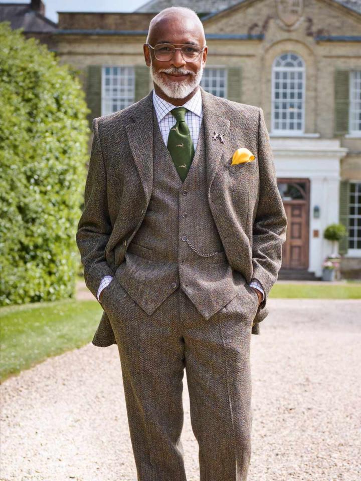 Bracken Brown Harris Tweed 3 Piece Suit On Model