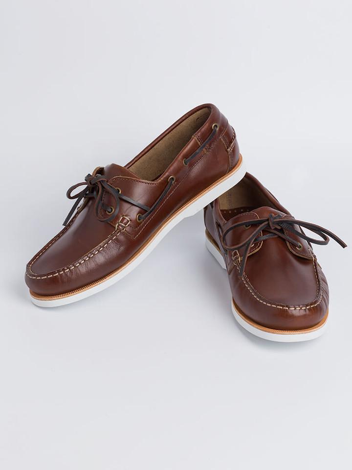 Image of Mens Brown Leather Boat Shoe