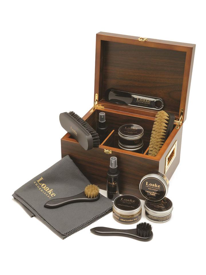 Loake Shoes Wooden Valet Box - Polish, Brushes, Cleaner