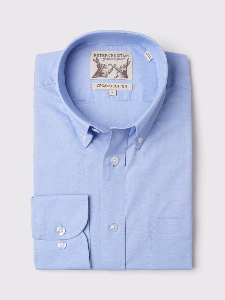 Men's Blue Cotton Oxford Shirt