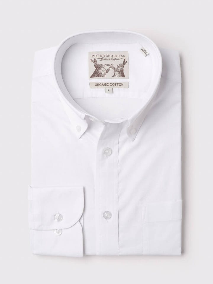 Men's White Cotton Oxford Shirt