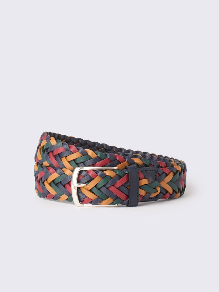 Leather Braided Belt in Multi Coloured